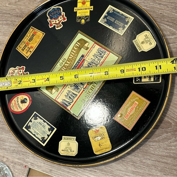 VTG Black Lacquer Drink Tray + Four BEAULIEU glasses by Cristal D’Arques Durand - Picture 5 of 16